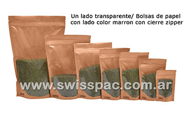 Bolsas de papel kraft con ventana transparente