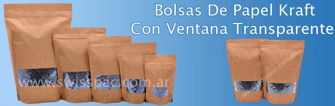 Bolsas de papel kraft con ventana  Transparente